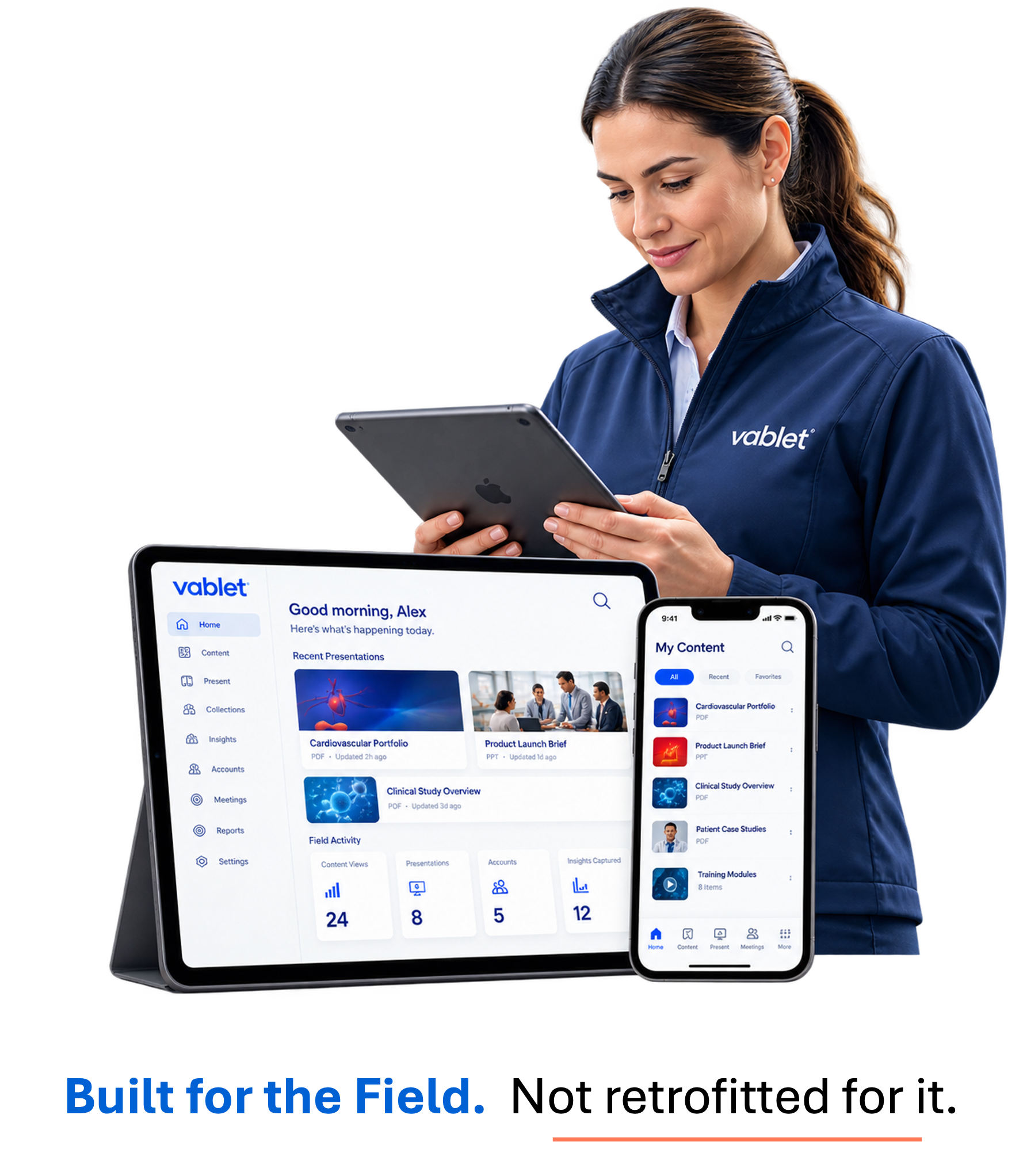 vablet sales enablement platform shown on an iPad and iPhone